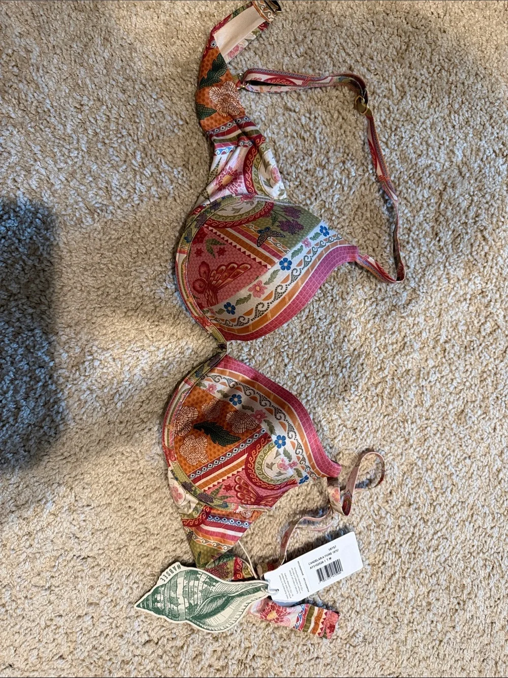 Agua Bendita Pink & Orange Paisley Underwire Bikini Top